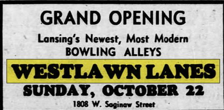 Westlawn Lanes - Oct 21 1950 Ad (newer photo)
